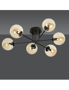 Plafon sufitowy BRENDI, eleganckie oświetlenie z miodowymi kloszami, nowoczesny design, 6-punktowe do biura i domu