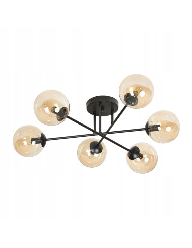 Plafon sufitowy BRENDI, eleganckie oświetlenie z miodowymi kloszami, nowoczesny design, 6-punktowe do biura i domu