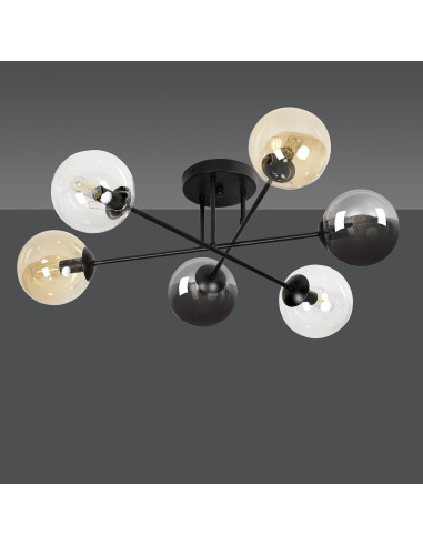 Lampa sufitowa BRENDI – elegancka lampa z kolorowymi kloszami do niskich pomieszczeń, idealna do każdego wnętrza