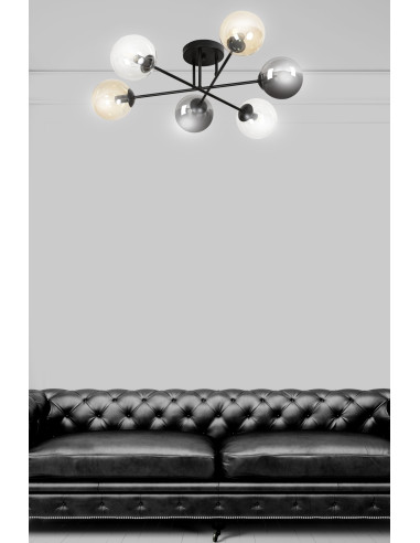 Lampa sufitowa BRENDI – elegancka lampa z kolorowymi kloszami do niskich pomieszczeń, idealna do każdego wnętrza