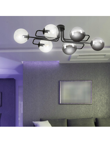 Lampa wisząca BRENDI - elegancka szklana kula w minimalistycznym stylu, czarna lub bezbarwna, idealna do każdego wnętrza.