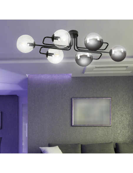 Lampa wisząca BRENDI - elegancka szklana kula w minimalistycznym stylu, czarna lub bezbarwna, idealna do każdego wnętrza.