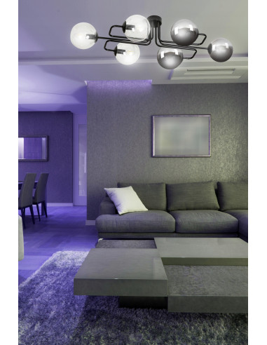 Lampa wisząca BRENDI - elegancka szklana kula w minimalistycznym stylu, czarna lub bezbarwna, idealna do każdego wnętrza.