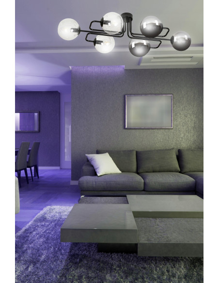 Lampa wisząca BRENDI - elegancka szklana kula w minimalistycznym stylu, czarna lub bezbarwna, idealna do każdego wnętrza.