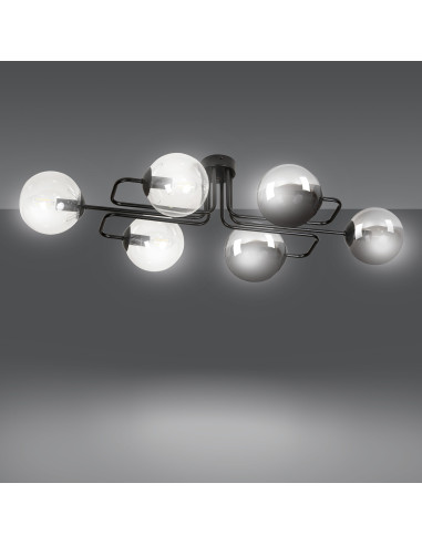 Lampa wisząca BRENDI - elegancka szklana kula w minimalistycznym stylu, czarna lub bezbarwna, idealna do każdego wnętrza.