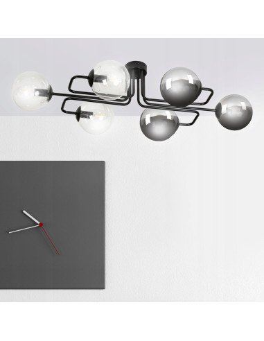 Lampa wisząca BRENDI - elegancka szklana kula w minimalistycznym stylu, czarna lub bezbarwna, idealna do każdego wnętrza.