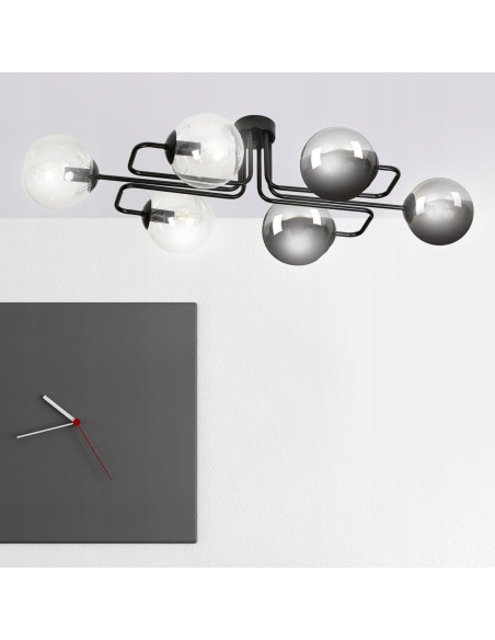 Lampa wisząca BRENDI - elegancka szklana kula w minimalistycznym stylu, czarna lub bezbarwna, idealna do każdego wnętrza.