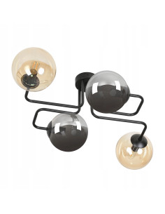 Lampka sufitowa BRENDI z elastycznymi prętami, nowoczesna, 4-punktowa, czarna szkło do kuchni i biura.