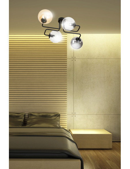 Lampa sufitowa BRENDI w eleganckim czarnym kolorze, 4-punktowa, nowoczesna, idealna do biur i stylowych wnętrz