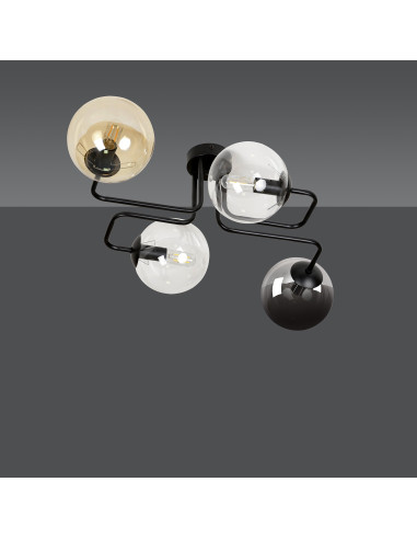 Lampa sufitowa BRENDI w eleganckim czarnym kolorze, 4-punktowa, nowoczesna, idealna do biur i stylowych wnętrz