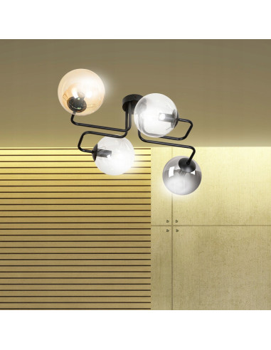 Lampa sufitowa BRENDI w eleganckim czarnym kolorze, 4-punktowa, nowoczesna, idealna do biur i stylowych wnętrz