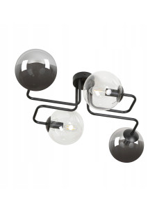 Plafon minimalistyczny BRENDI – eleganckie oświetlenie z czterema kloszami do biura, kuchni i salonu w kolorze czarnym