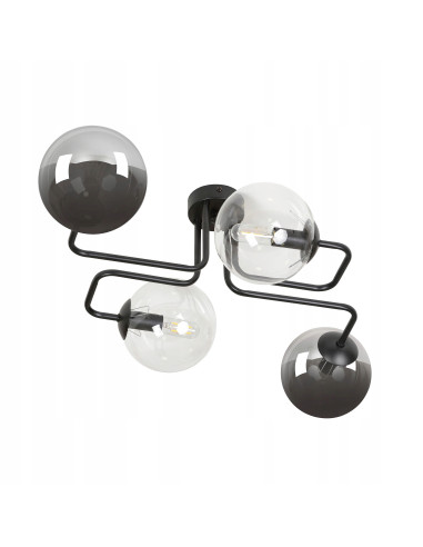 Plafon minimalistyczny BRENDI – eleganckie oświetlenie z czterema kloszami do biura, kuchni i salonu w kolorze czarnym