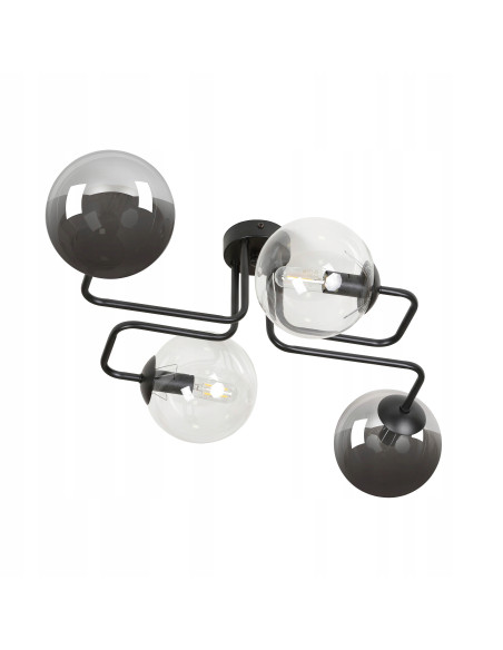 Plafon minimalistyczny BRENDI – eleganckie oświetlenie z czterema kloszami do biura, kuchni i salonu w kolorze czarnym