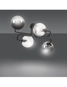 Plafon minimalistyczny BRENDI – eleganckie oświetlenie z czterema kloszami do biura, kuchni i salonu w kolorze czarnym 2