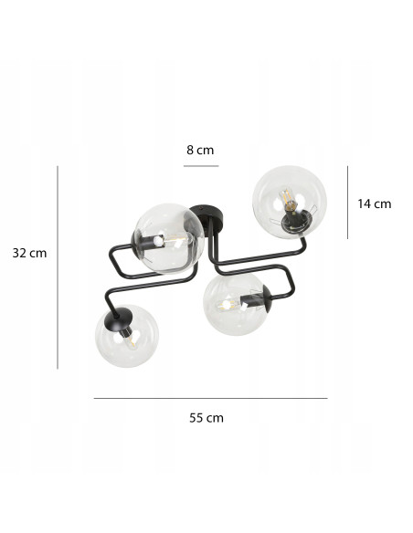 Plafon sufitowy BRENDI - Nowoczesna lampa z 4 źródłami światła, elegancki design do biura i wnętrz domowych