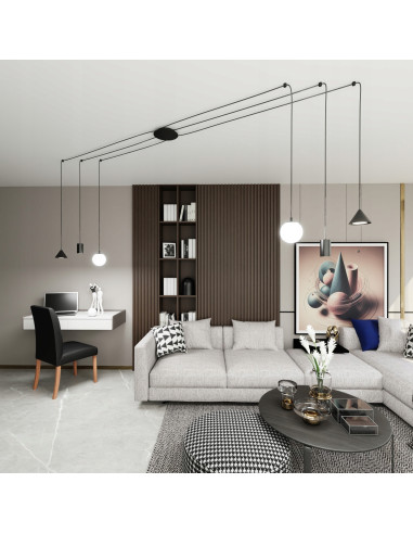 Lampa sufitowa FUJI z regulacją wysokości - nowoczesny design i minimalistyczny styl do jadalni, salonu i sypialni