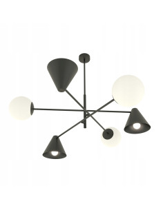 Żyrandol industrialny HERMES w formie kapelusika, czarny, 6 punktów świetlnych, elegancki metalowy design 2