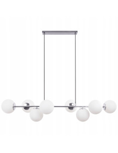 Lampa wisząca SIENA 8 - Nowoczesne oświetlenie z chromowanym wykończeniem i białymi kloszami szklanymi