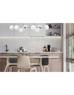 Lampa wisząca SIENA 8 - Nowoczesne oświetlenie z chromowanym wykończeniem i białymi kloszami szklanymi 2