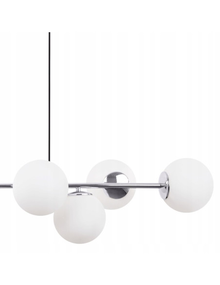 Lampa wisząca SIENA 8 - Nowoczesne oświetlenie z chromowanym wykończeniem i białymi kloszami szklanymi