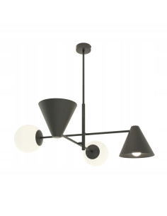 Lampa wisząca Hermes - nowoczesne oświetlenie sufitowe w eleganckiej czerni, 4-punktowa, metalowo-szklana.