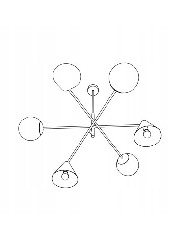 Żyrandol industrialny HERMES w formie kapelusika, czarny, 6 punktów świetlnych, elegancki metalowy design