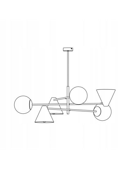 Żyrandol industrialny HERMES w formie kapelusika, czarny, 6 punktów świetlnych, elegancki metalowy design