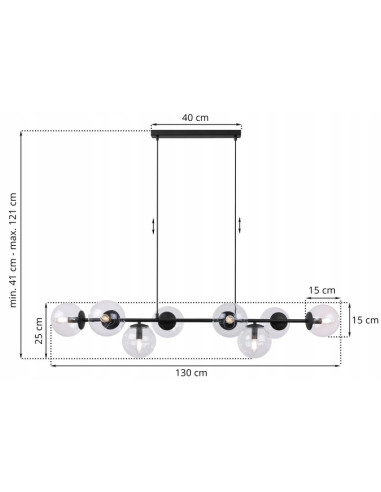 Lampa sufitowa Siena E14 czarna z bańkowymi kloszami - nowoczesne oświetlenie do biura i wnętrz domowych