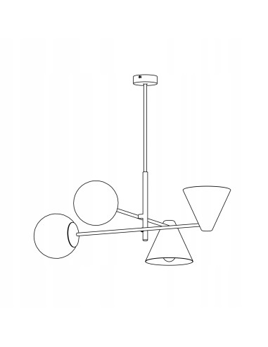 Lampa wisząca Hermes - nowoczesne oświetlenie sufitowe w eleganckiej czerni, 4-punktowa, metalowo-szklana.