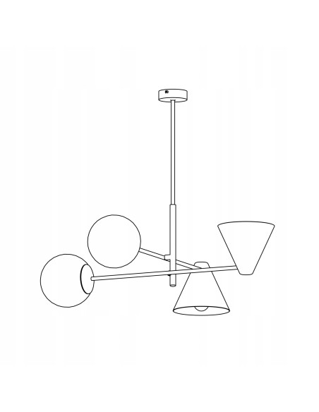 Lampa wisząca Hermes - nowoczesne oświetlenie sufitowe w eleganckiej czerni, 4-punktowa, metalowo-szklana.