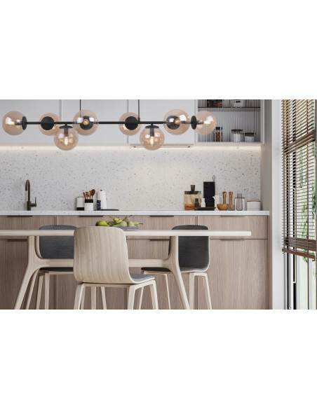 Lampa wisząca Siena 8-kloszowa w kolorze bursztynowym - eleganckie oświetlenie do jadalni i salonu