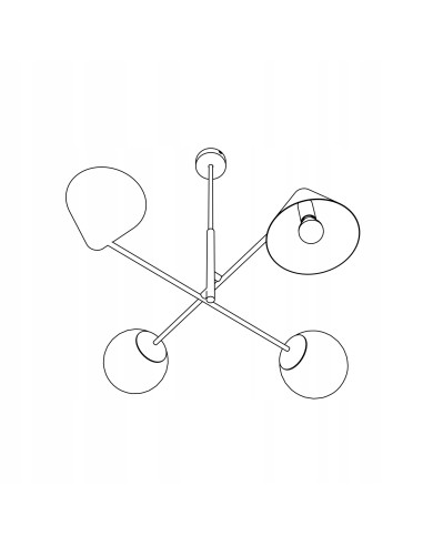 Lampa wisząca Hermes - nowoczesne oświetlenie sufitowe w eleganckiej czerni, 4-punktowa, metalowo-szklana.