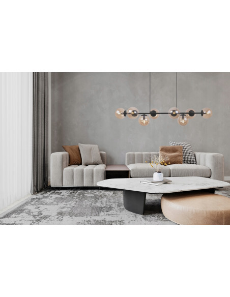 Lampa wisząca Siena 8-kloszowa w kolorze bursztynowym - eleganckie oświetlenie do jadalni i salonu