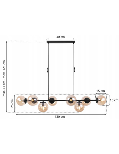 Lampa wisząca Siena 8-kloszowa w kolorze bursztynowym - eleganckie oświetlenie do jadalni i salonu