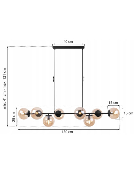 Lampa wisząca Siena 8-kloszowa w kolorze bursztynowym - eleganckie oświetlenie do jadalni i salonu
