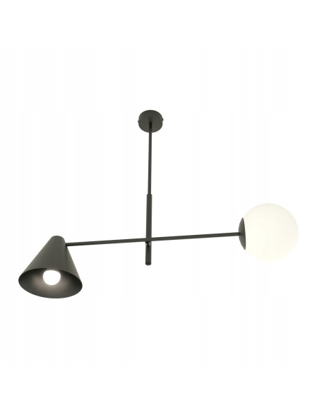 Żyrandol Hermes Asymetryczny - Nowoczesna Lampa z Metalowymi Kloszami do Eleganckich Wnętrz w Kolorze Czarnym