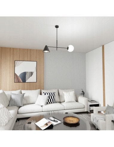 Żyrandol Hermes Asymetryczny - Nowoczesna Lampa z Metalowymi Kloszami do Eleganckich Wnętrz w Kolorze Czarnym