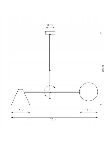 Żyrandol Hermes Asymetryczny - Nowoczesna Lampa z Metalowymi Kloszami do Eleganckich Wnętrz w Kolorze Czarnym