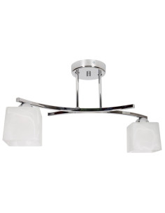 Lampa wisząca Canis 2 z kwadratowymi kloszami, biały/chrom, nowoczesny design do biura i domu, 2 źródła E27