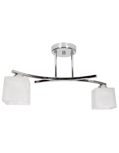 Lampa wisząca Canis 2 z kwadratowymi kloszami, biały/chrom, nowoczesny design do biura i domu, 2 źródła E27