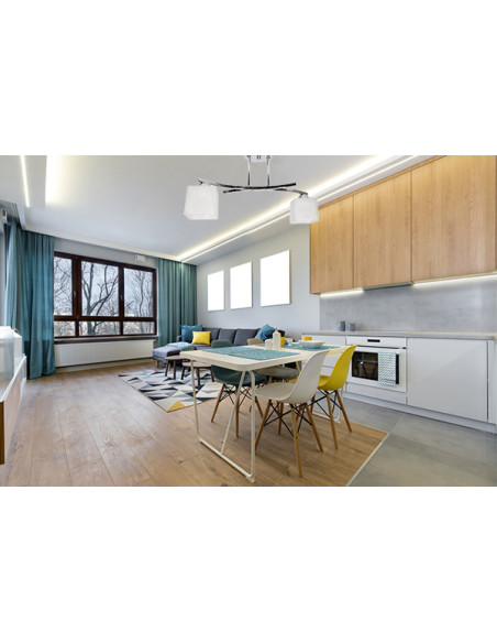 Lampa wisząca Canis 2 z kwadratowymi kloszami, biały/chrom, nowoczesny design do biura i domu, 2 źródła E27