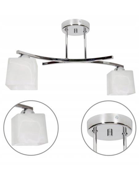 Lampa wisząca Canis 2 z kwadratowymi kloszami, biały/chrom, nowoczesny design do biura i domu, 2 źródła E27