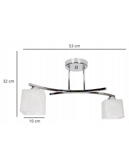 Lampa wisząca Canis 2 z kwadratowymi kloszami, biały/chrom, nowoczesny design do biura i domu, 2 źródła E27