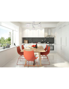 Nowoczesny plafon sufitowy Dasti 3 - srebrny, z 3 białymi kloszami, idealny do korytarza i różnych wnętrz 2