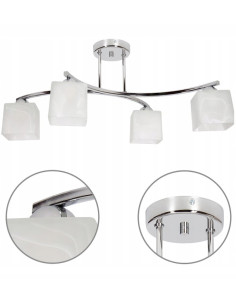 Nowoczesny plafon Canis w srebrze z czterema mlecznymi kloszami - eleganckie oświetlenie do różnych wnętrz 2