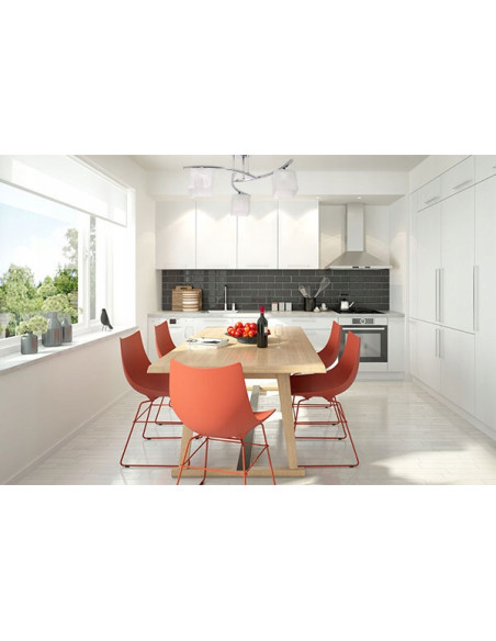 Nowoczesny plafon sufitowy Dasti 3 - srebrny, z 3 białymi kloszami, idealny do korytarza i różnych wnętrz