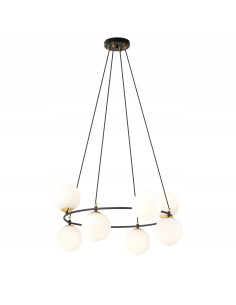 Lampa wisząca AZURA 8-biegunowa w białych kloszach ze złotymi detalami - elegancja do salonu i biura 2