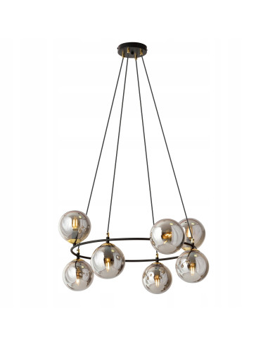 Lampa wisząca AZURA 8 - elegancja w minimalistycznym stylu z dymionymi kloszami do nowoczesnych wnętrz