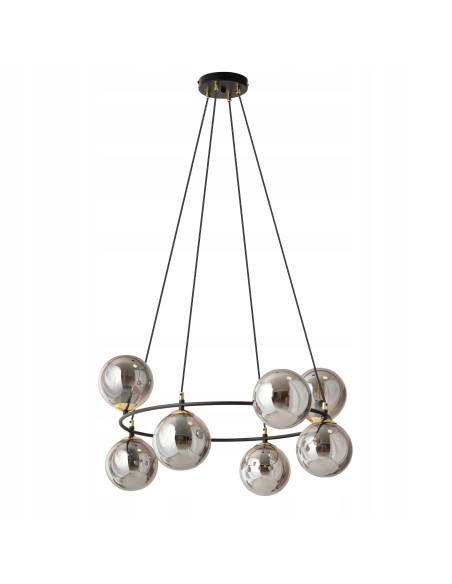 Lampa wisząca AZURA 8 - elegancja w minimalistycznym stylu z dymionymi kloszami do nowoczesnych wnętrz